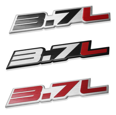 3.7L Cut Aluminum Engine Type Badges 